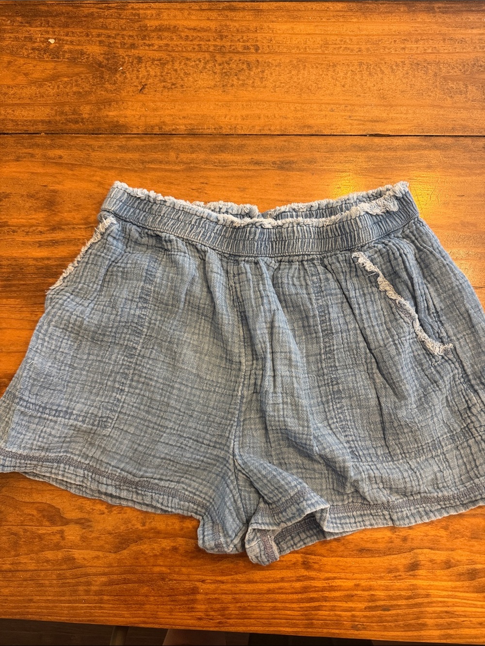 aerie Light Blue Gauze High-Waist Lounge Shorts